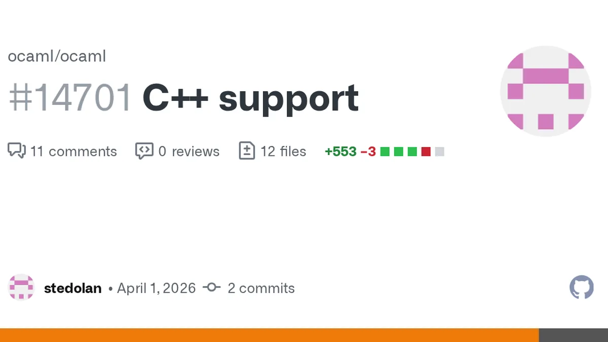 This patch adds a new C++ backend to ocamlc, improving on the unincremented C currently in use by the runtime and FFI. As an example, here&#39;s a simple program that computes the prime numbers up ...