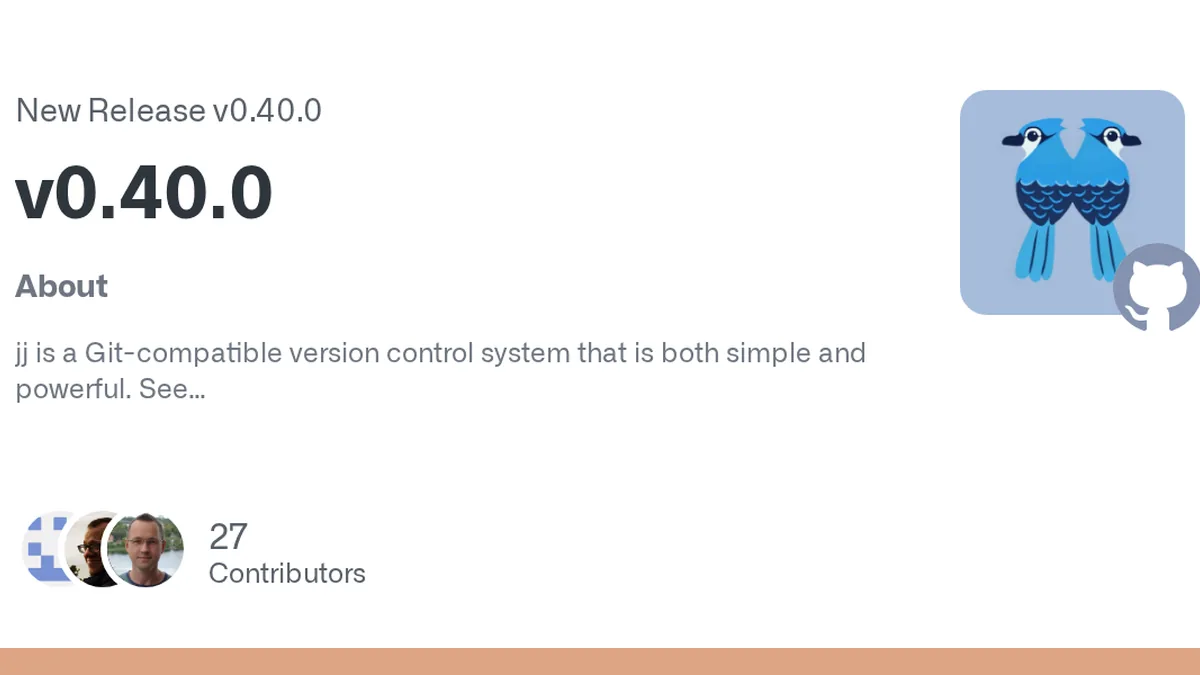 About
jj is a Git-compatible version control system that is both simple and powerful. See
the installation instructions to get started.
Release highlights
None
Breaking changes
None
Deprecations
No...