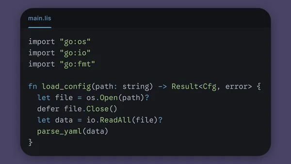 Lisette a little language inspired by Rust that compiles to Go