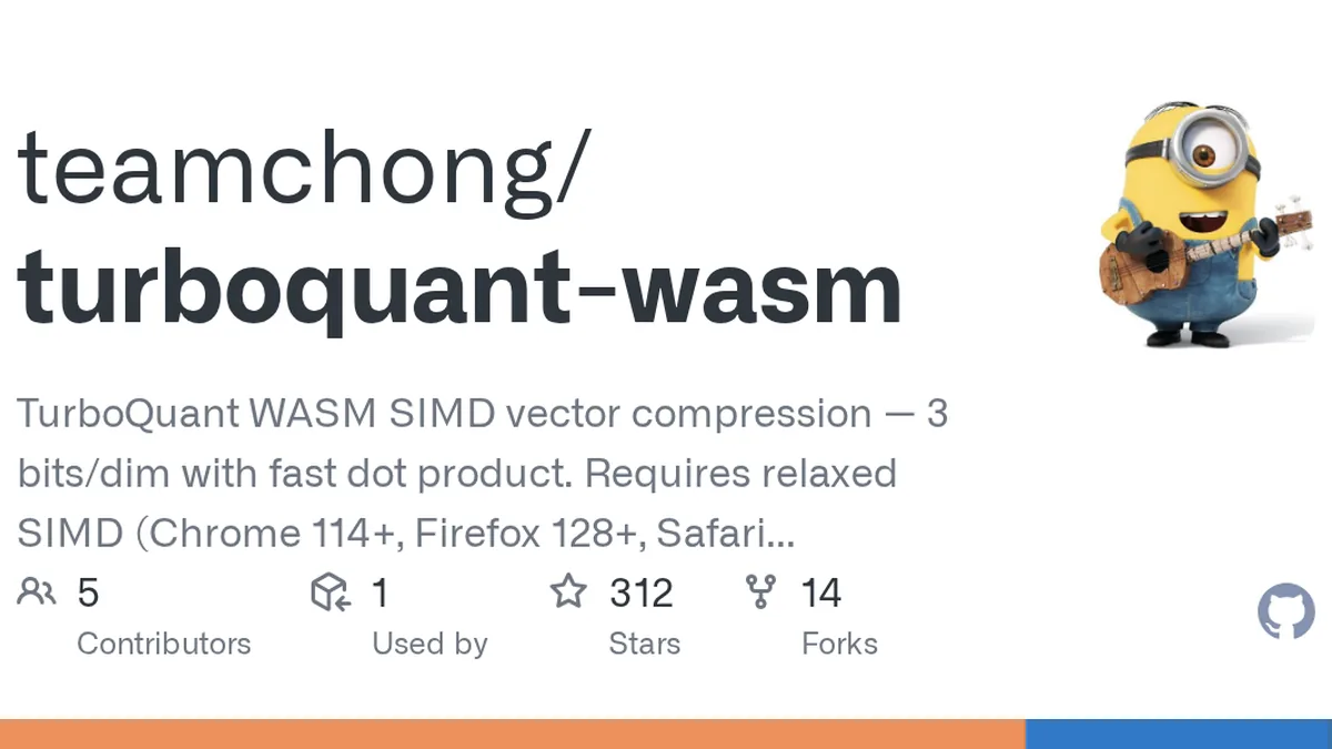 TurboQuant WASM SIMD vector compression — 3 bits/dim with fast dot product. Requires relaxed SIMD (Chrome 114+, Firefox 128+, Safari 18+, Node 20+) - teamchong/turboquant-wasm