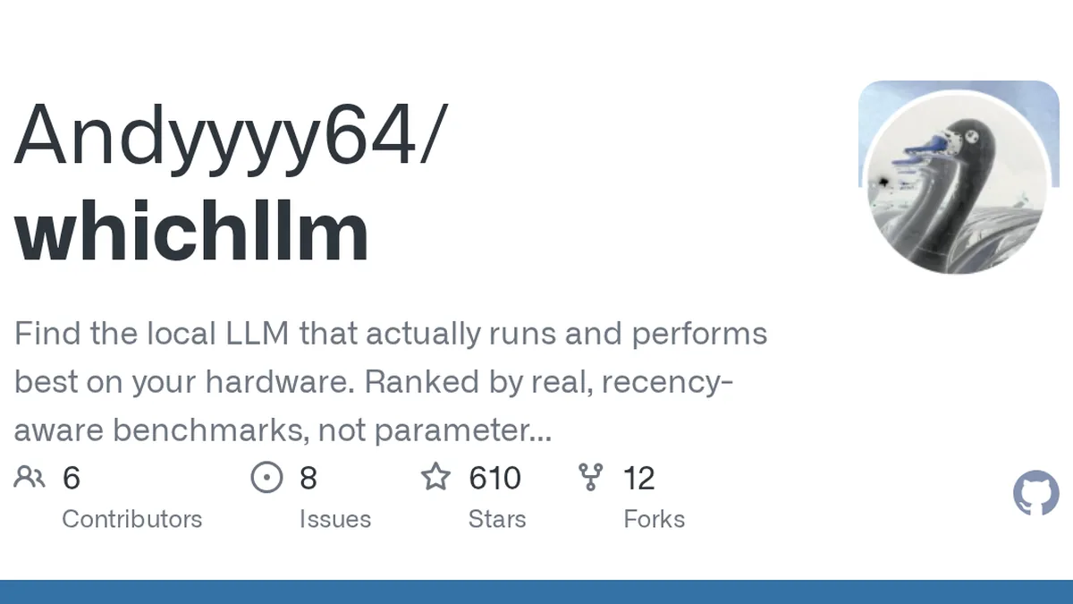 Find the local LLM that actually runs — and performs best — on your hardware. Ranked by real, recency-aware benchmarks, not parameter count. One command, run it instantly. - Andyyyy64/whichllm