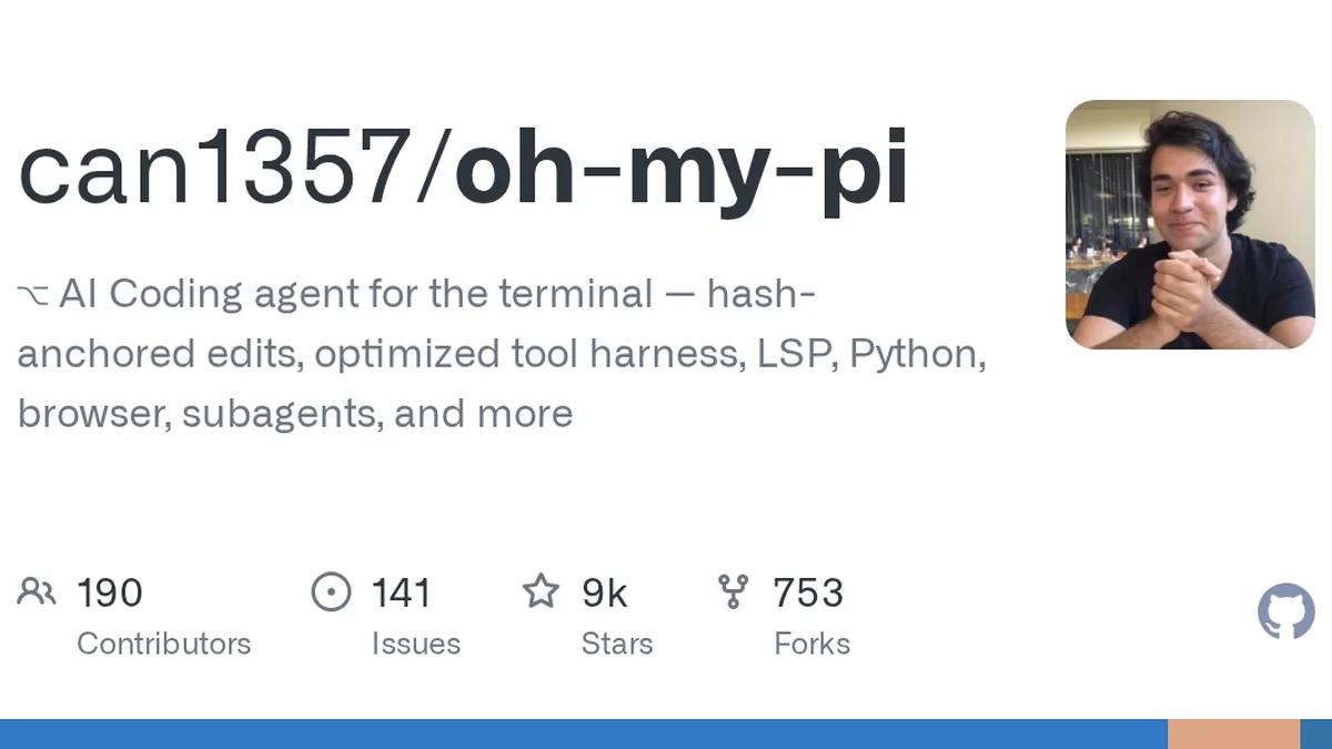 ⌥  AI Coding agent for the terminal — hash-anchored edits, optimized tool harness, LSP, Python, browser, subagents, and more - can1357/oh-my-pi