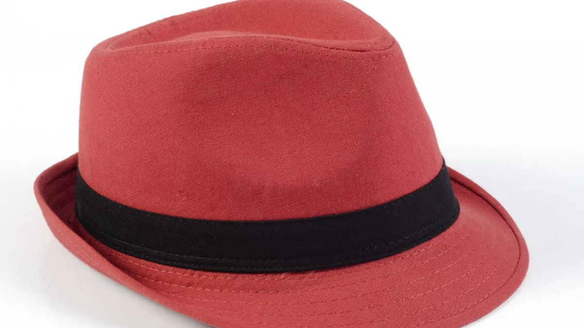 A photograph of a red fedora