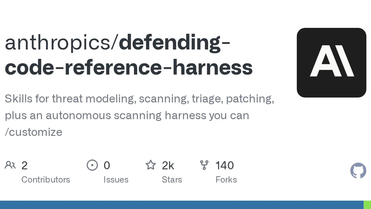 Skills for threat modeling, scanning, triage, patching, plus an autonomous scanning harness you can /customize - anthropics/defending-code-reference-harness