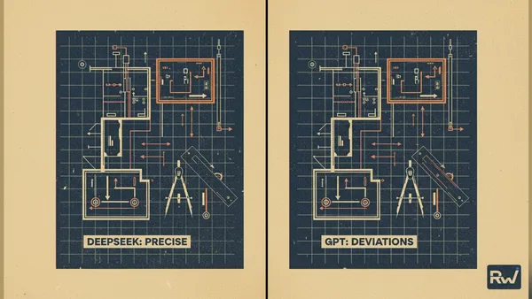Comparison of two AI models' precision and instruction-following ability (1970s offset-print magazine illustration, featuring halftone dots, slightly off-register inks, and a warm, yellowed paper texture.)