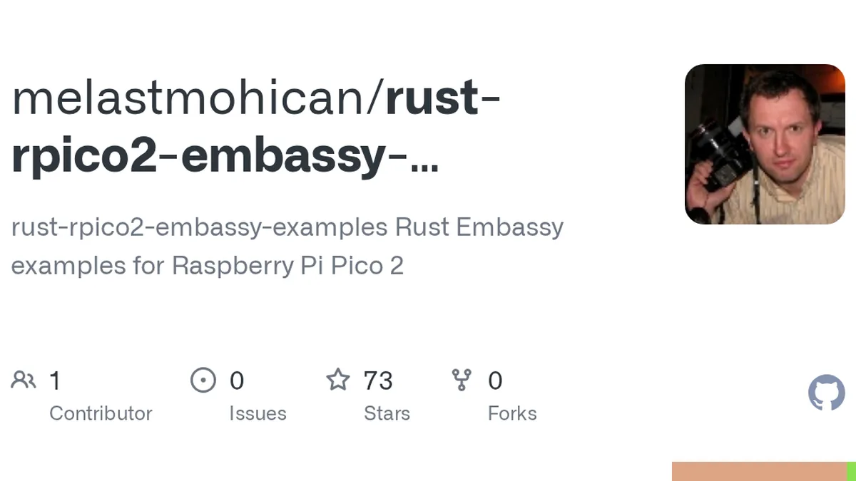 rust-rpico2-embassy-examples Rust Embassy examples for Raspberry Pi Pico 2 - melastmohican/rust-rpico2-embassy-examples