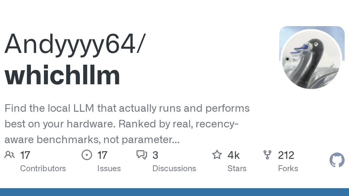 Find the local LLM that actually runs and performs best on your hardware. Ranked by real, recency-aware benchmarks, not parameter count. One command, run it instantly. - Andyyyy64/whichllm