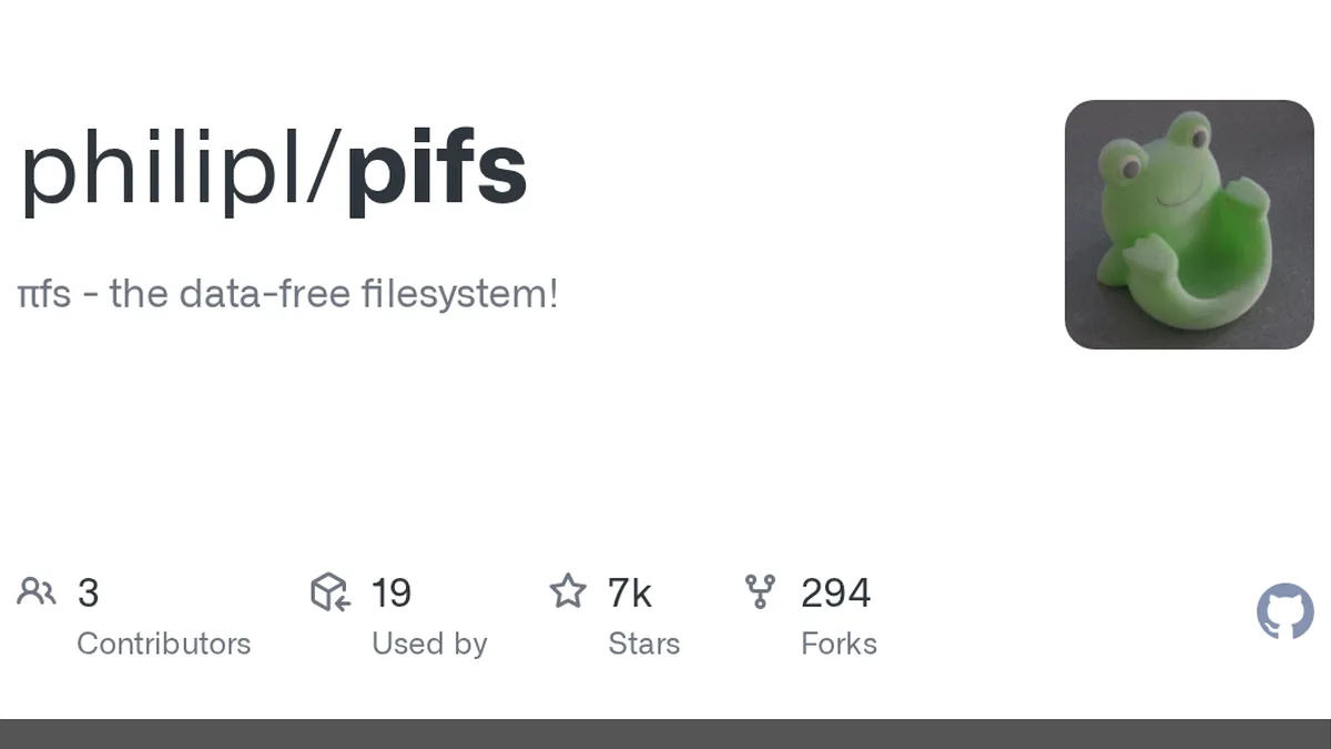 πfs - the data-free filesystem! Contribute to philipl/pifs development by creating an account on GitHub.
