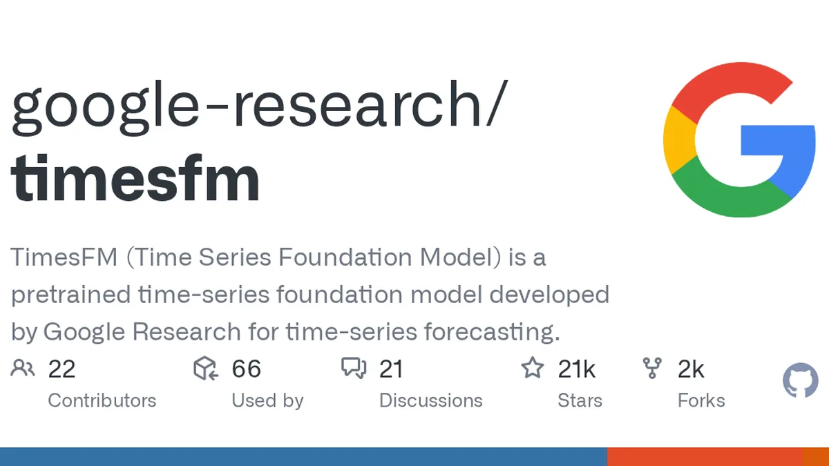 TimesFM (Time Series Foundation Model) is a pretrained time-series foundation model developed by Google Research for time-series forecasting. - google-research/timesfm