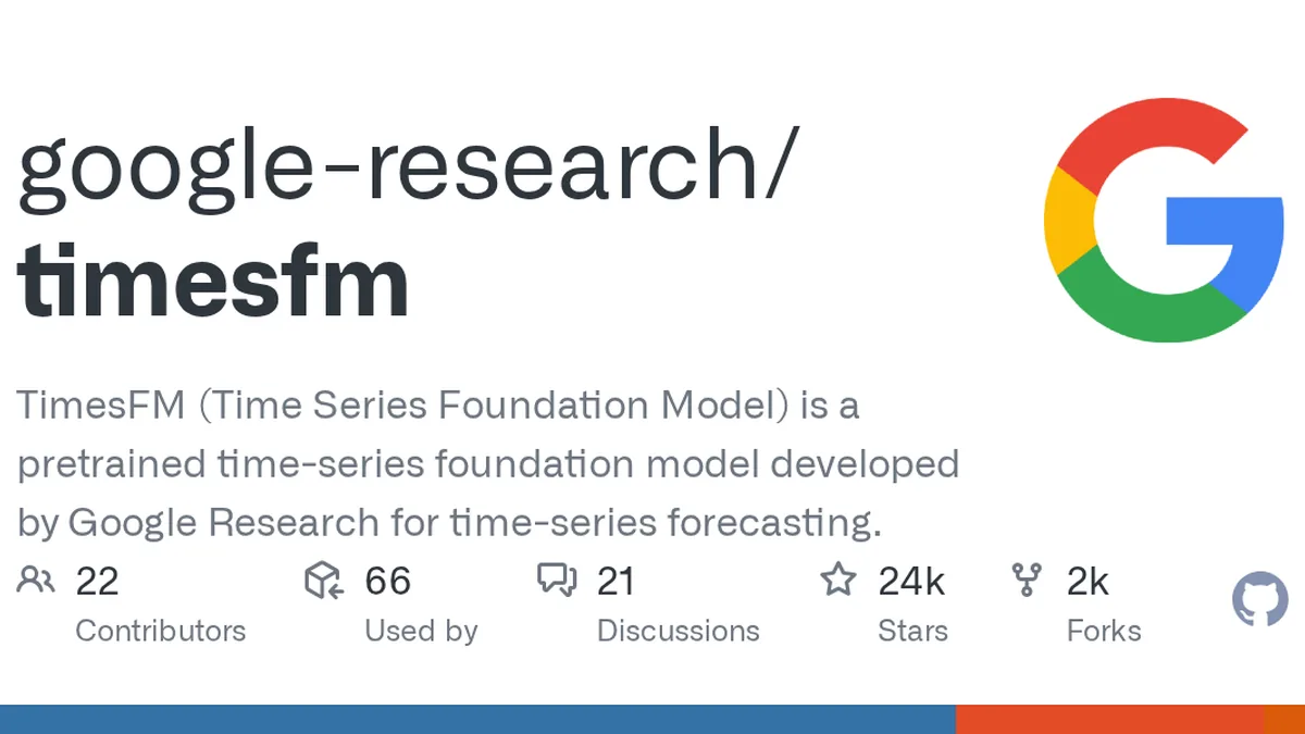 TimesFM (Time Series Foundation Model) is a pretrained time-series foundation model developed by Google Research for time-series forecasting. - google-research/timesfm