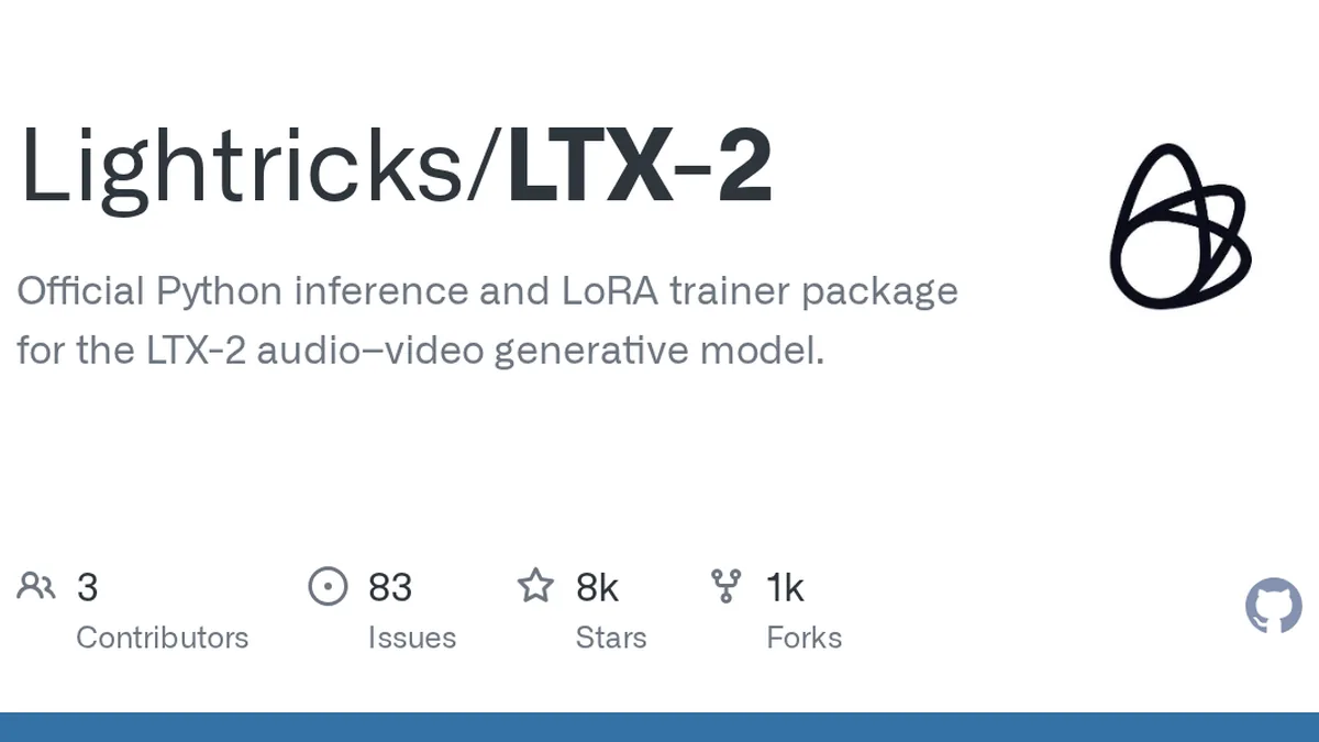 Official Python inference and LoRA trainer package for the LTX-2 audio–video generative model. - Lightricks/LTX-2