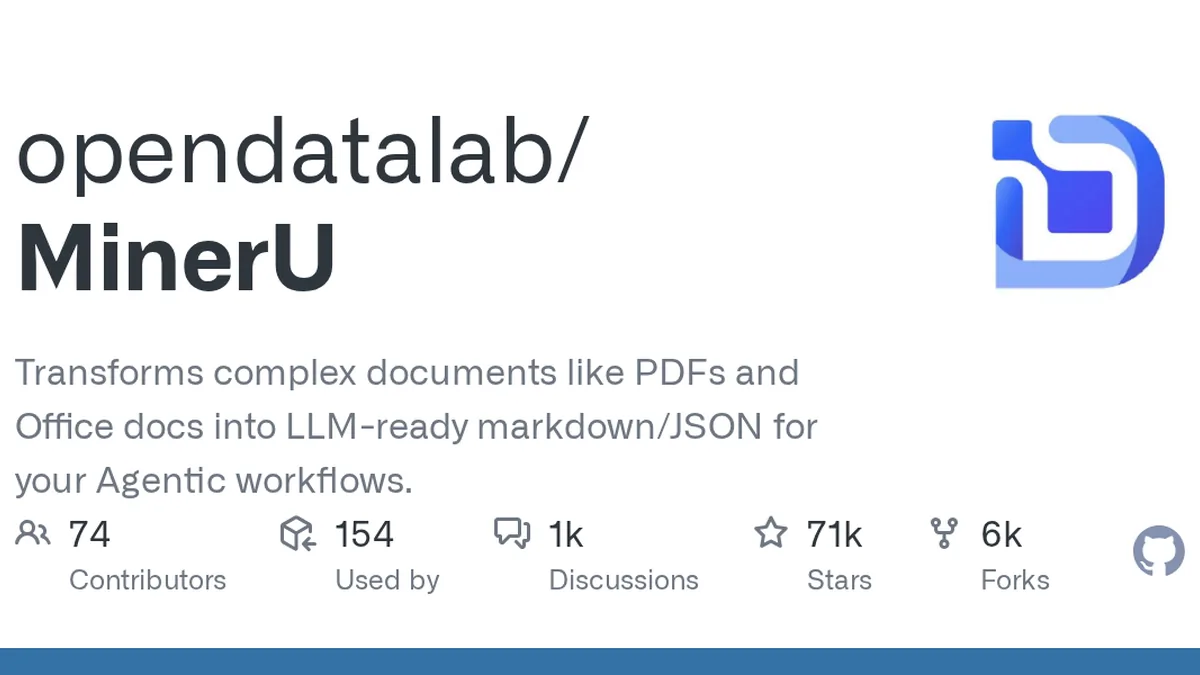 Transforms complex documents like PDFs and Office docs into LLM-ready markdown/JSON for your Agentic workflows. - opendatalab/MinerU