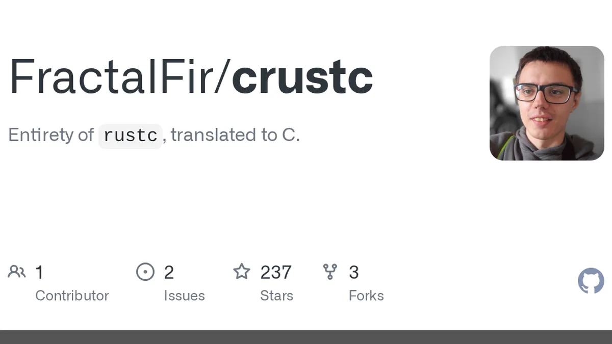 Entirety of `rustc`, translated to C. . Contribute to FractalFir/crustc development by creating an account on GitHub.