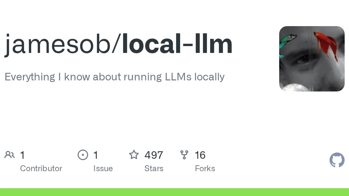 Everything I know about running LLMs locally. Contribute to jamesob/local-llm development by creating an account on GitHub.