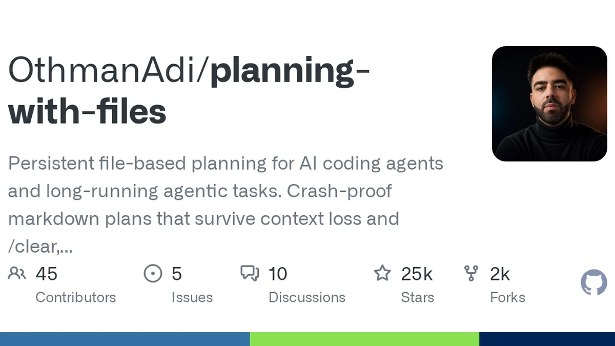 Persistent file-based planning for AI coding agents and long-running agentic tasks. Crash-proof markdown plans that survive context loss and /clear, plus a deterministic completion gate and multi-a...
