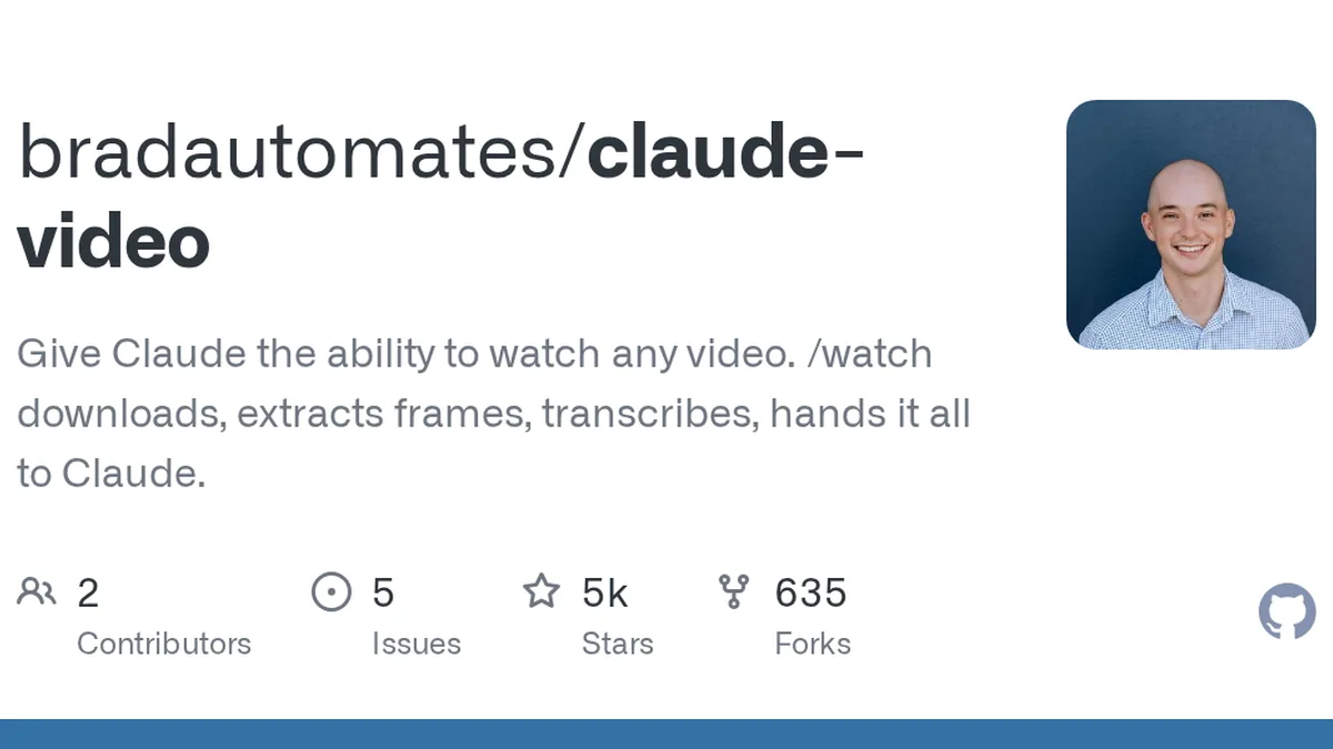 Give Claude the ability to watch any video. /watch downloads, extracts frames, transcribes, hands it all to Claude. - bradautomates/claude-video