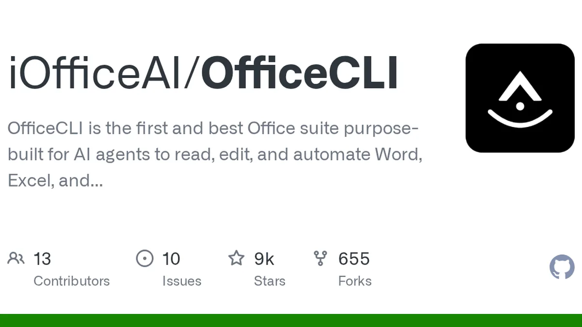 OfficeCLI is the first and best Office suite  purpose-built for AI agents to read, edit, and automate Word, Excel, and PowerPoint files. Free, open-source, single binary, no Office installation req...