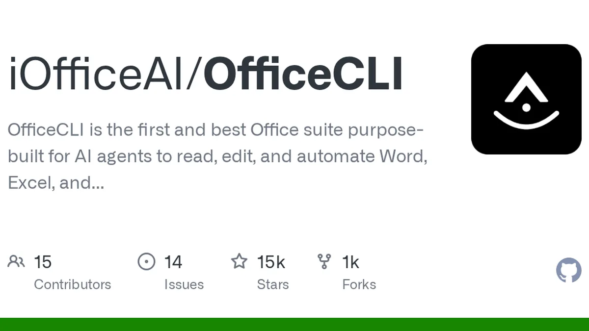 OfficeCLI is the first and best Office suite  purpose-built for AI agents to read, edit, and automate Word, Excel, and PowerPoint files. Free, open-source, single binary, no Office installation req...