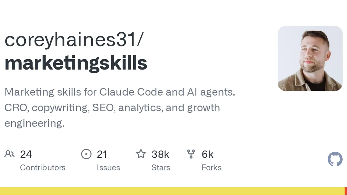 Marketing skills for Claude Code and AI agents. CRO, copywriting, SEO, analytics, and growth engineering. - coreyhaines31/marketingskills