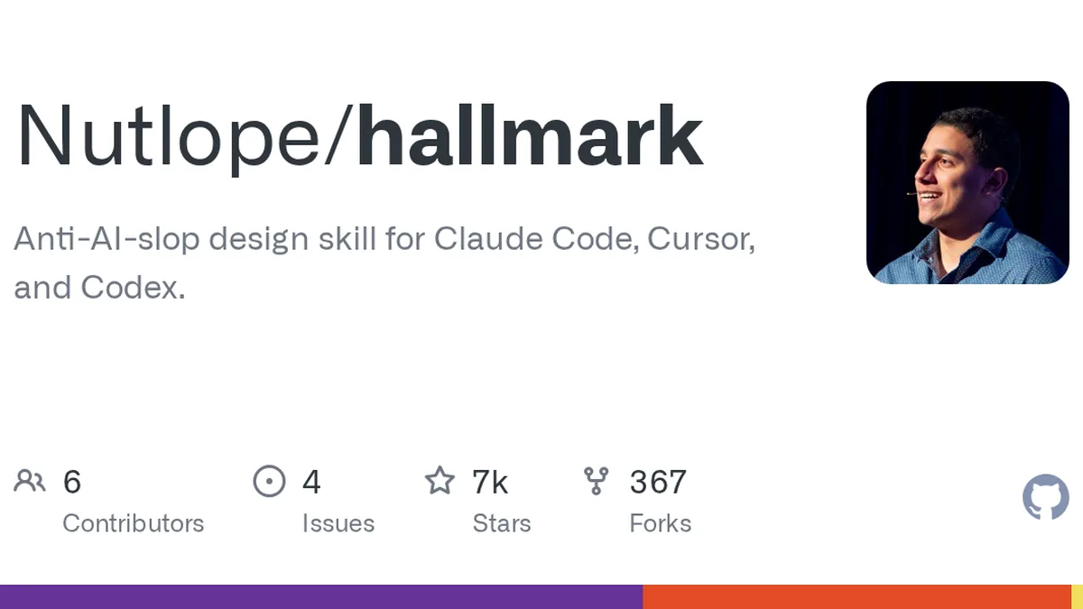 Anti-AI-slop design skill for Claude Code, Cursor, and Codex. - Nutlope/hallmark