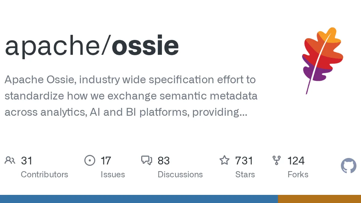 Apache Ossie, industry wide specification effort to standardize how we exchange semantic metadata across analytics, AI and BI platforms, providing a vendor neutral, single source of truth for seman...