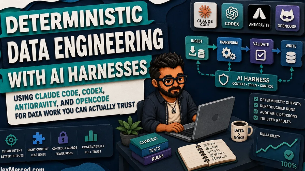 Deterministic Data Engineering With AI Harnesses: Using Claude Code, Codex, Antigravity, and OpenCode for Data Work You Can Actually Trust