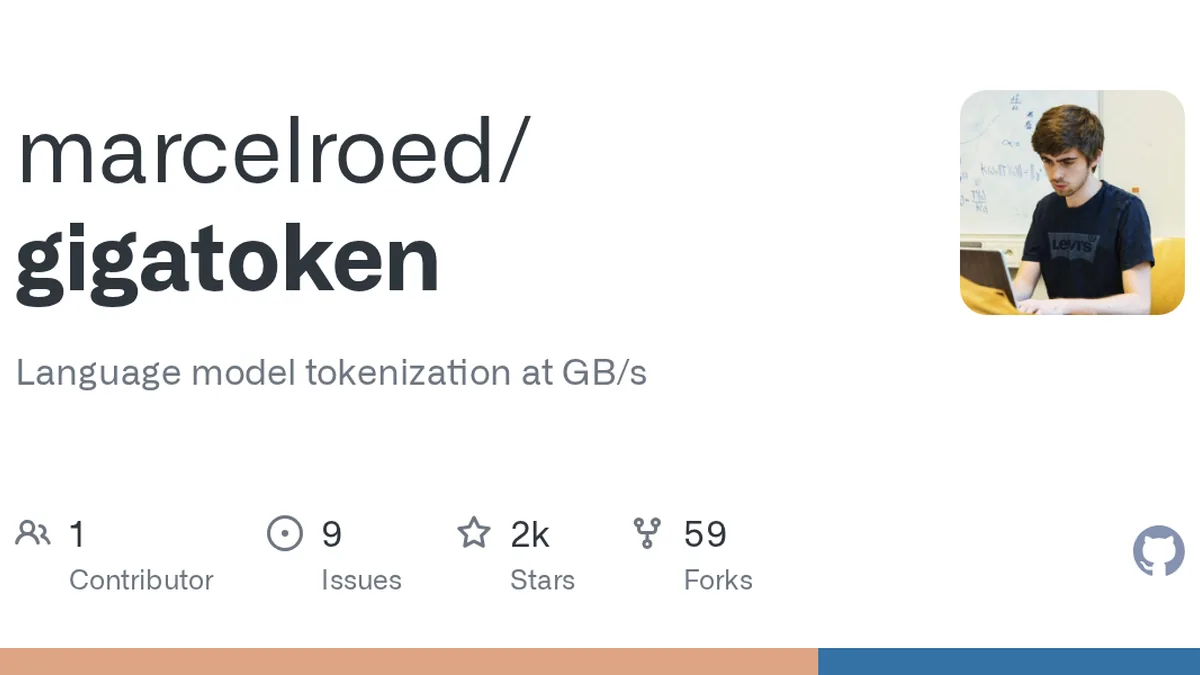 Language model tokenization at GB/s. Contribute to marcelroed/gigatoken development by creating an account on GitHub.