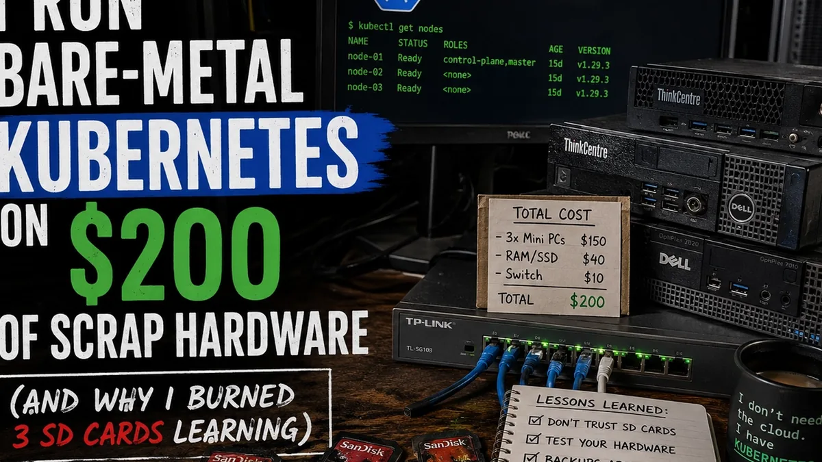 I Run Bare-Metal Kubernetes on $200 of Scrap Hardware (And Why I Burned 3 SD Cards Learning)