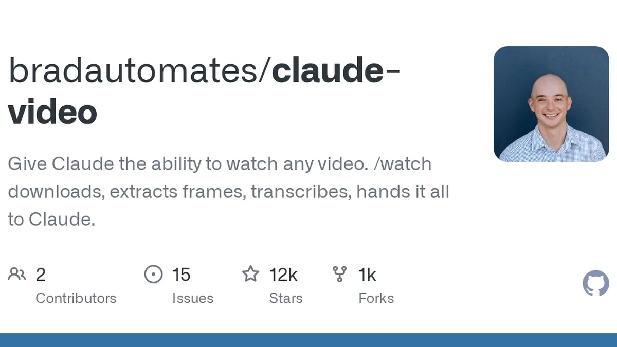 Give Claude the ability to watch any video. /watch downloads, extracts frames, transcribes, hands it all to Claude. - bradautomates/claude-video