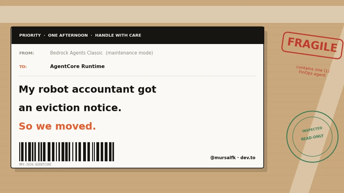 My Robot Accountant Got an Eviction Notice. So We Moved: Migrating from Bedrock Agents Classic to AgentCore