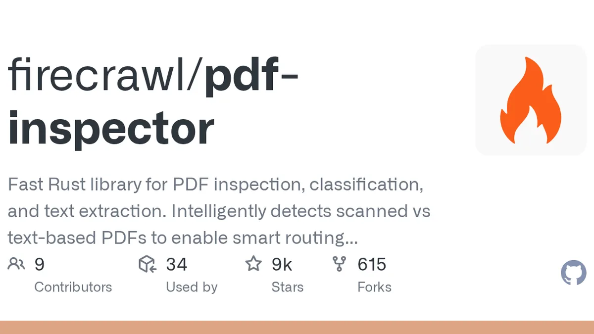 Fast Rust library for PDF inspection, classification, and text extraction. Intelligently detects scanned vs text-based PDFs to enable smart routing decisions. - firecrawl/pdf-inspector