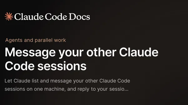 Message your other Claude Code sessions