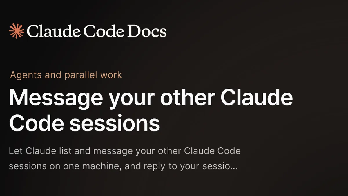 Message your other Claude Code sessions