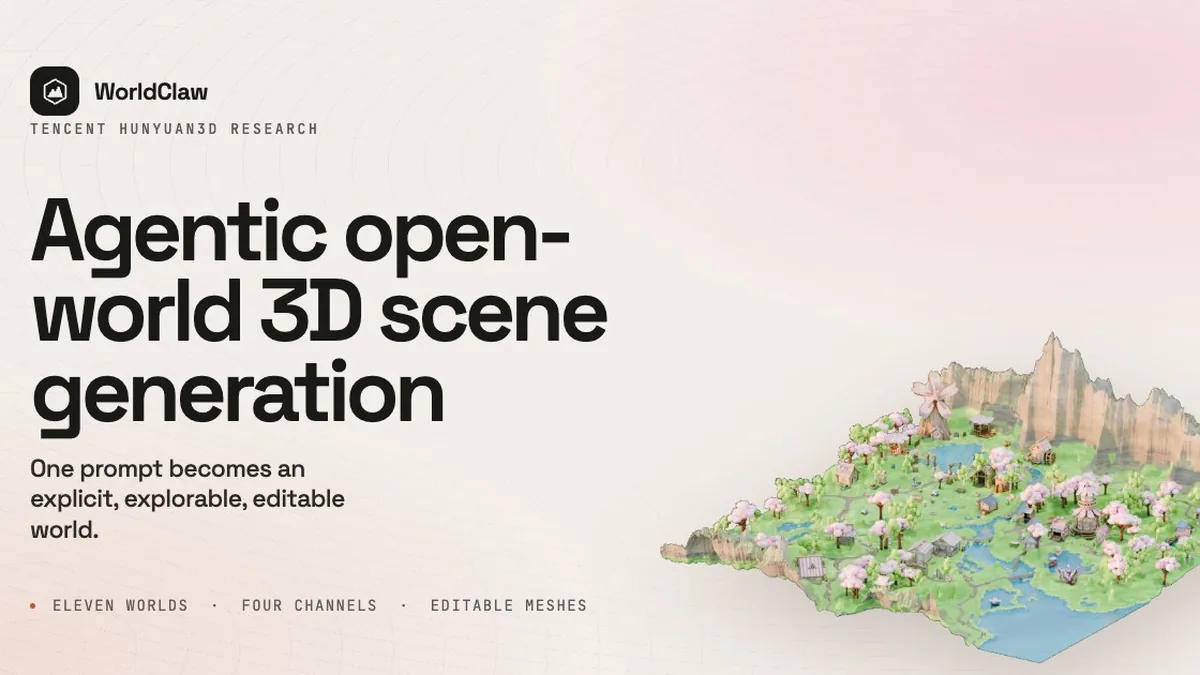 WorldClaw — agentic open-world 3D scene generation, shown with an isometric generated world