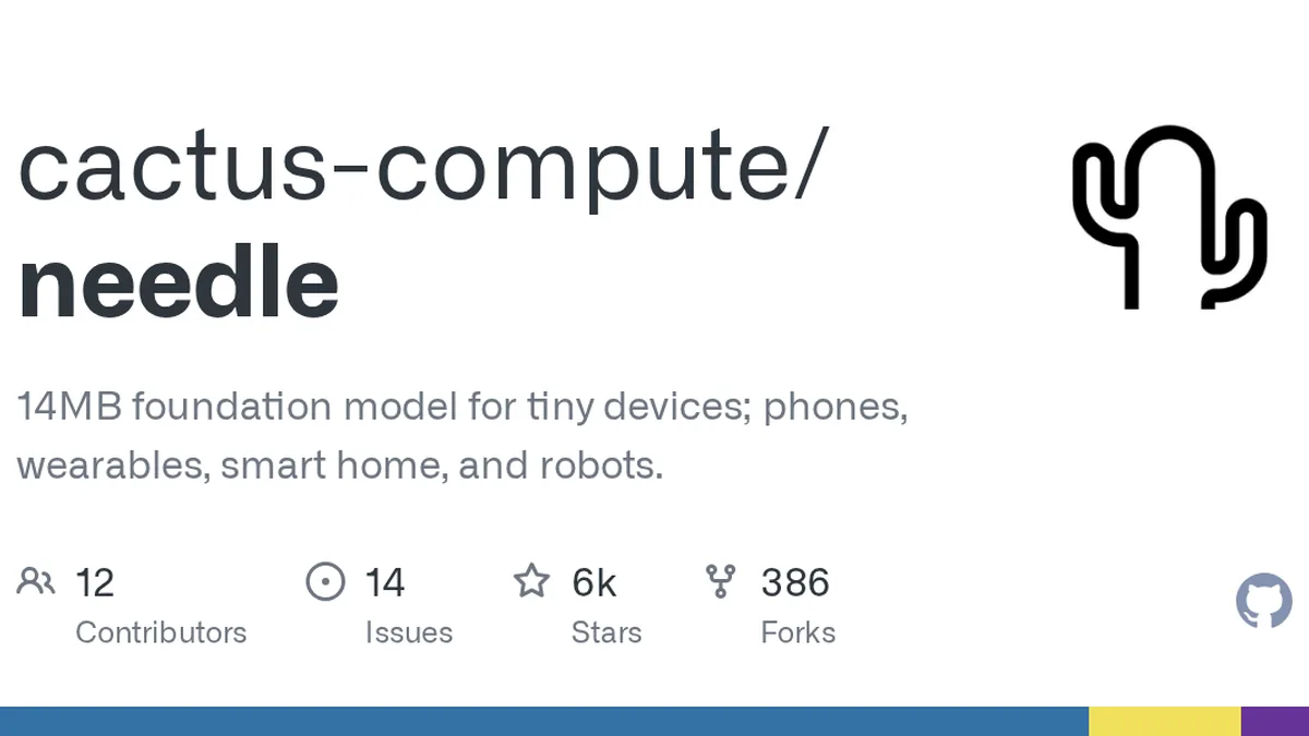 14MB foundation model for tiny devices; phones, wearables, smart home, and robots. - cactus-compute/needle