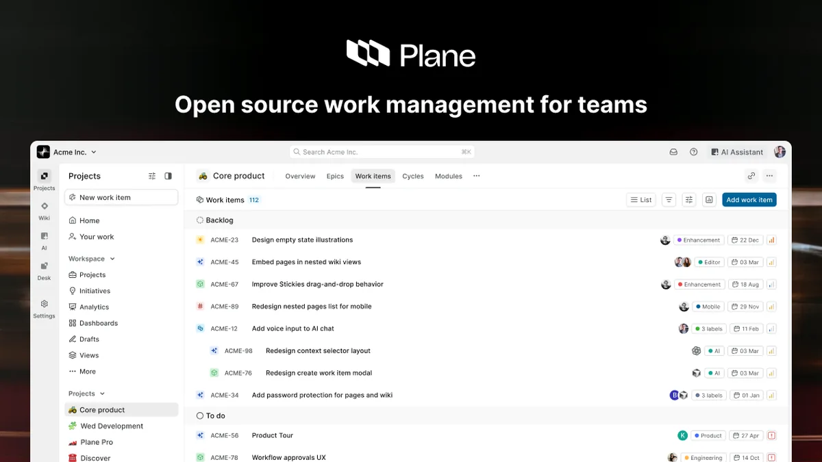 🔥🔥🔥 Open-source Jira, Linear, Monday, and ClickUp alternative. Plane is a modern project management platform to manage tasks, sprints, docs, and triage. - makeplane/plane