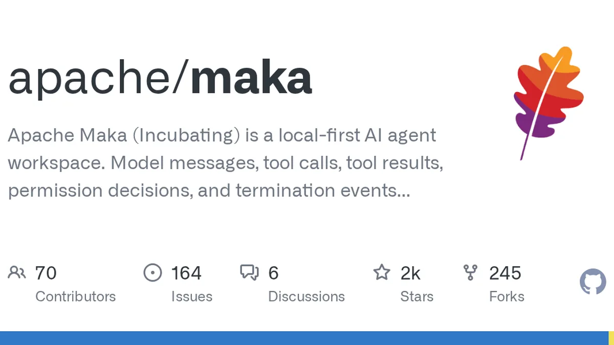 Apache Maka (Incubating) is a local-first AI agent workspace. Model messages, tool calls, tool results, permission decisions, and termination events are recorded as an append-only log. - apache/maka