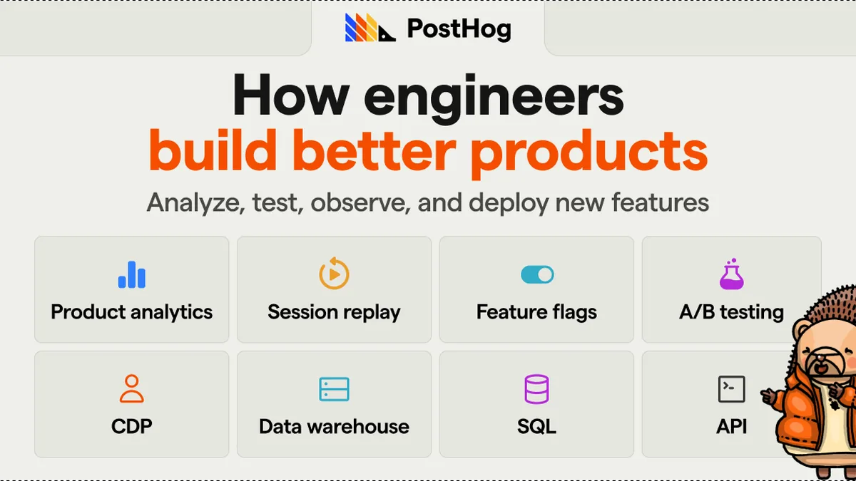 :hedgehog: PostHog is the leading platform for building self-driving products. Our developer tools – AI observability, analytics, session replay, flags, experiments, error tracking, logs, and more ...