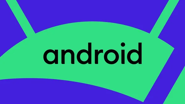 An image of the Android logo on a blue and green background
