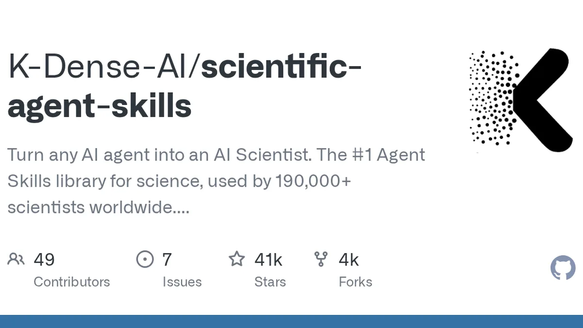 Turn any AI agent into an AI Scientist. The #1 Agent Skills library for science, used by 190,000+ scientists worldwide. 165 ready-to-use validated skills plus 100+ scientific databases covering bio...