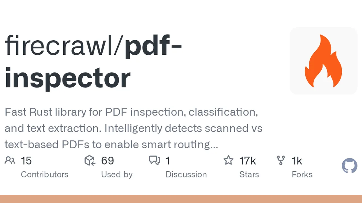 Fast Rust library for PDF inspection, classification, and text extraction. Intelligently detects scanned vs text-based PDFs to enable smart routing decisions. - firecrawl/pdf-inspector