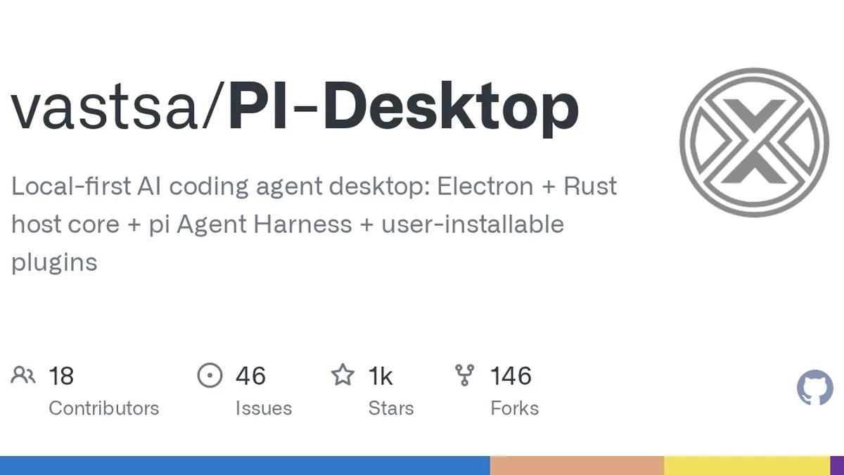 Local-first AI coding agent desktop: Electron + Rust host core + pi Agent Harness + user-installable plugins - vastsa/PI-Desktop