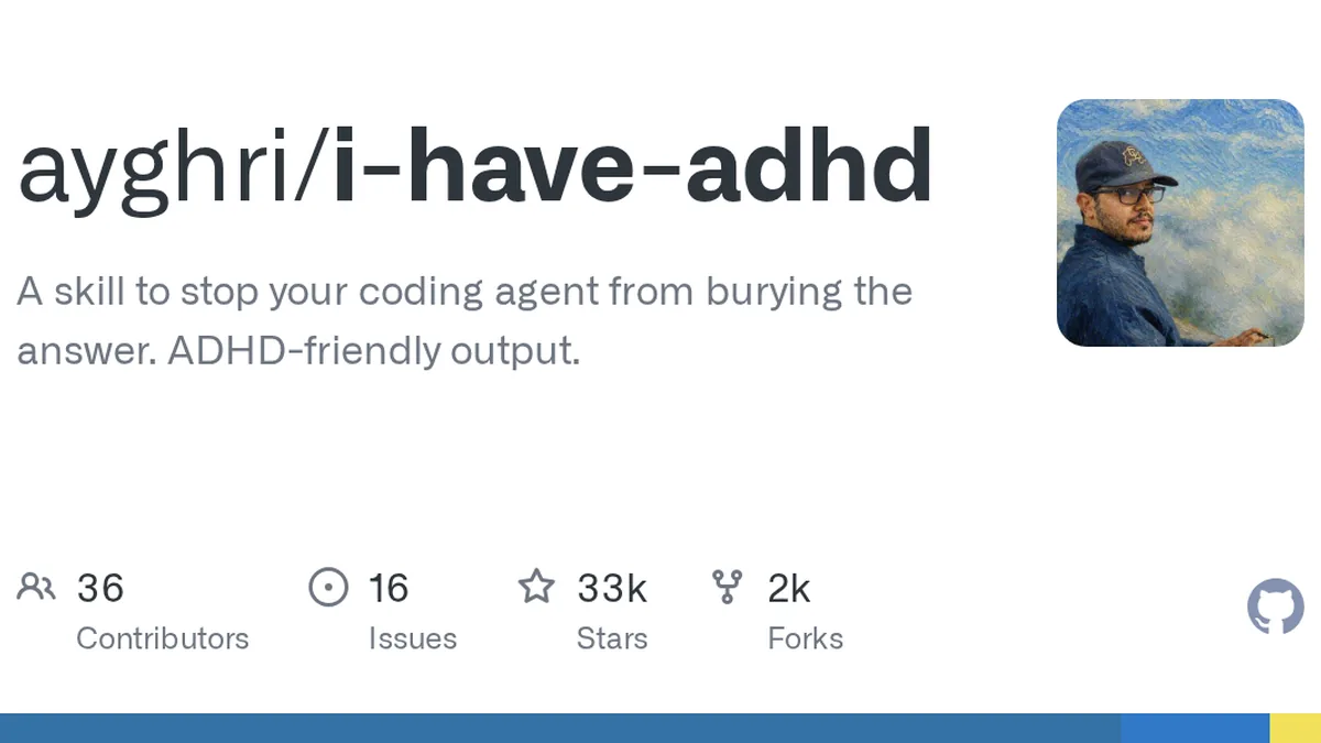 A skill to stop your coding agent from burying the answer. ADHD-friendly output. - ayghri/i-have-adhd