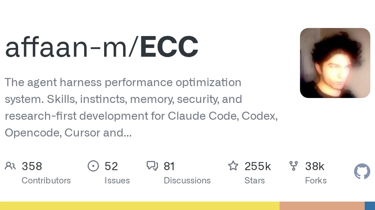 The agent harness performance optimization system. Skills, instincts, memory, security, and research-first development for Claude Code, Codex, Opencode, Cursor and beyond. - affaan-m/ECC