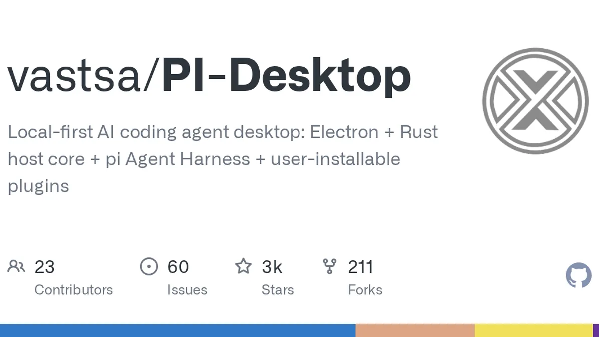 Local-first AI coding agent desktop: Electron + Rust host core + pi Agent Harness + user-installable plugins - vastsa/PI-Desktop