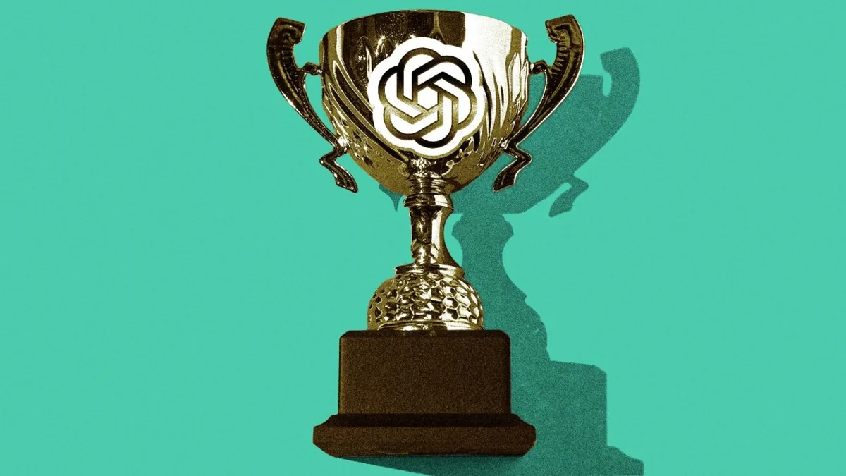 A trophy with OpenAI’s logo on it