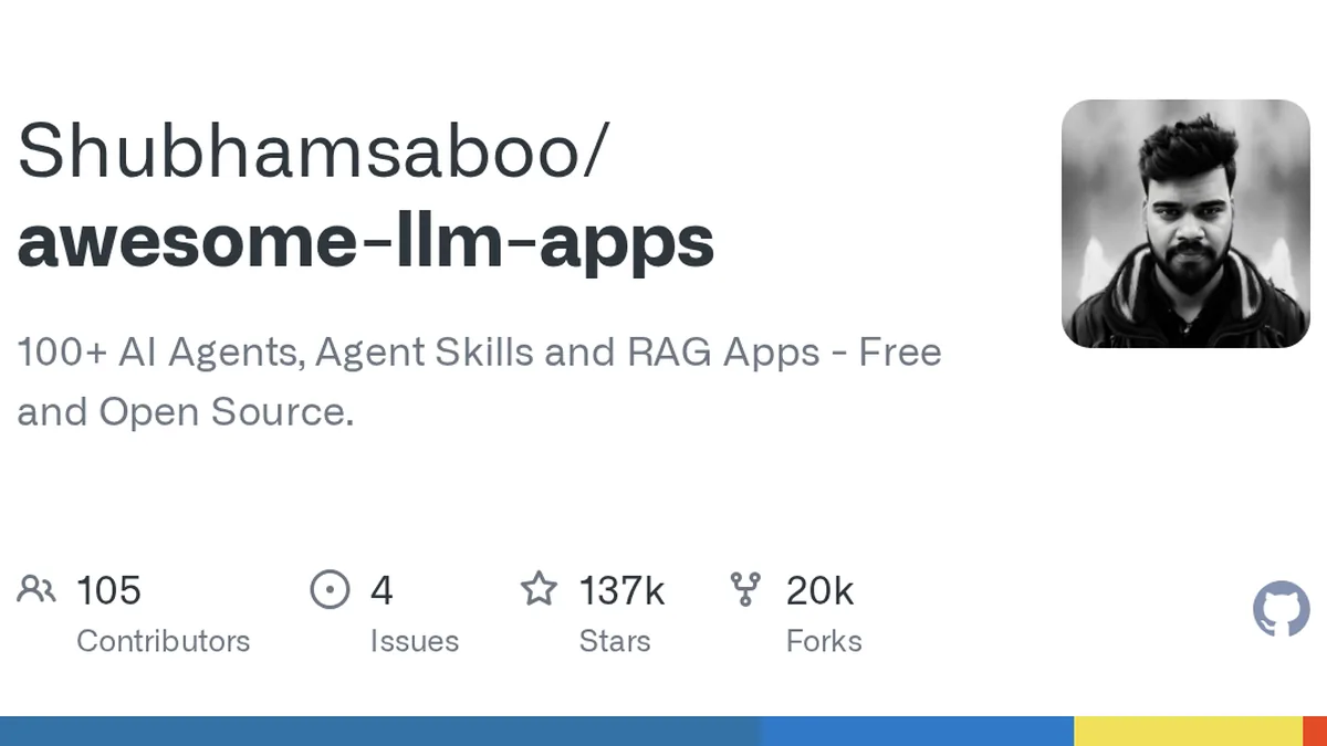100+ AI Agents, Agent Skills and RAG Apps - Free and Open Source. - Shubhamsaboo/awesome-llm-apps