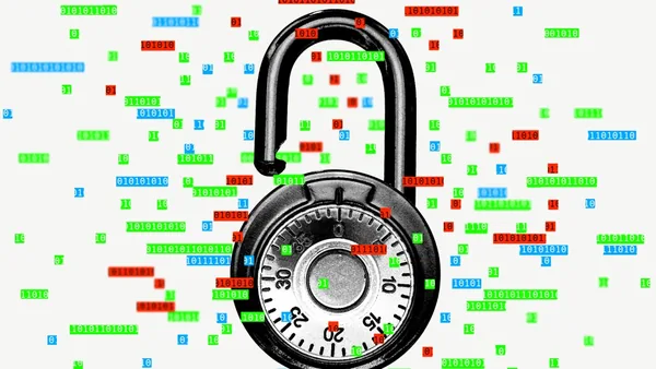 Combination lock being opened by binary code.
