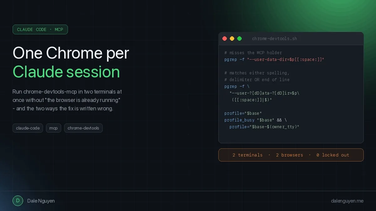 Running Chrome DevTools MCP in Multiple Claude Code Sessions