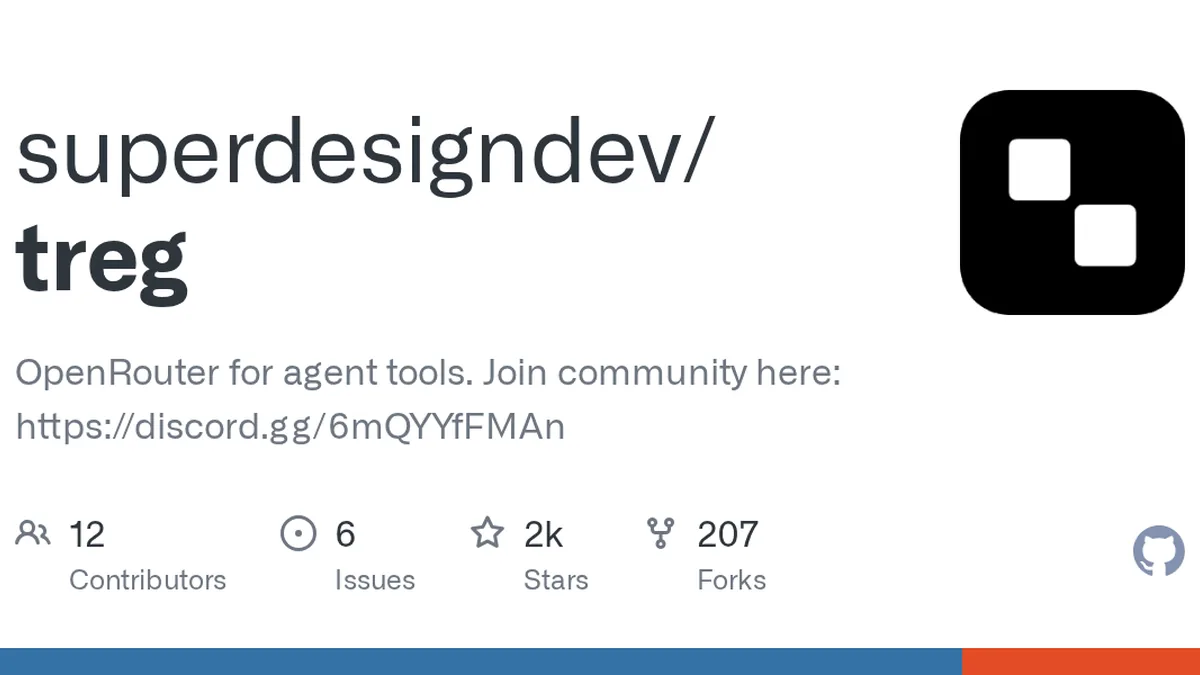 OpenRouter for agent tools. Join community here: https://discord.gg/6mQYYfFMAn - superdesigndev/treg
